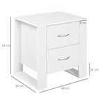 Particle Board 2-Drawer Bedside Table White