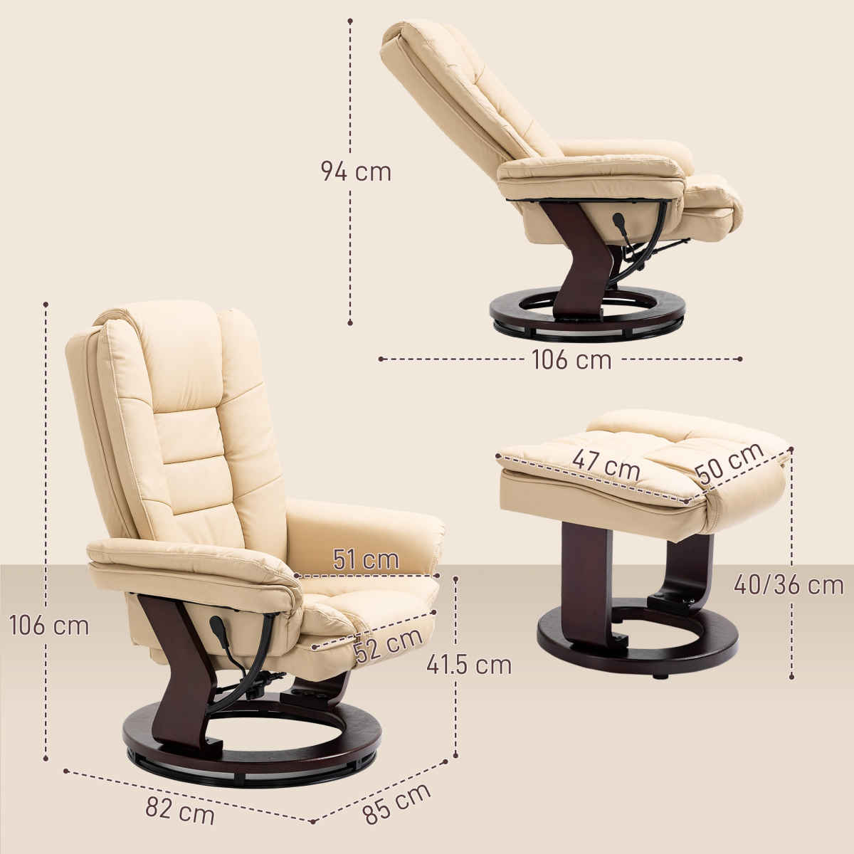 cortex-london-windsor-manual-swivel-recliner-footrest-set-beige-pu-leather