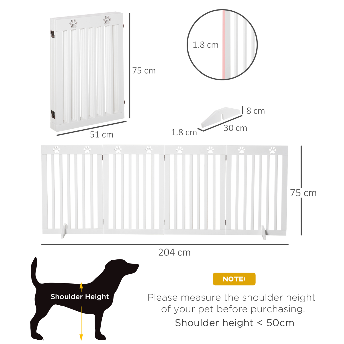 cortex-london-windsor-foldable-white-dog-safety-barrier-mdf-paw-pattern-support-feet