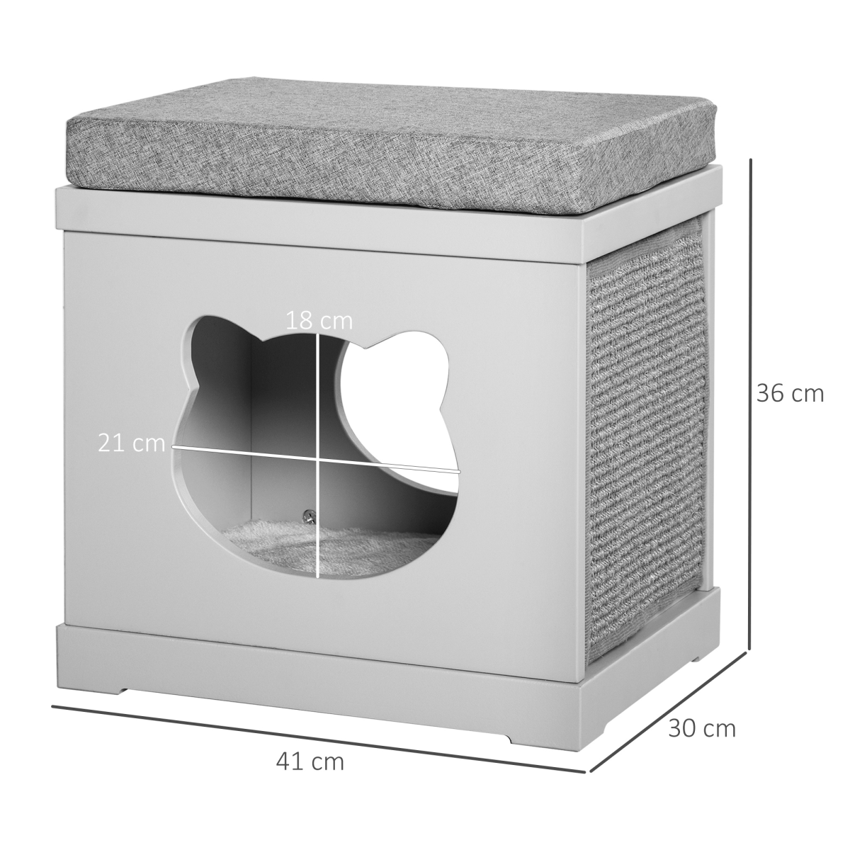 cortex-london-york-grey-cat-house-bed-kitten-cave-cube-with-soft-cushion-sisal-scratching-pads