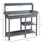 Garden Potting Workstation Bench w/ Galvanized Metal Tabletop