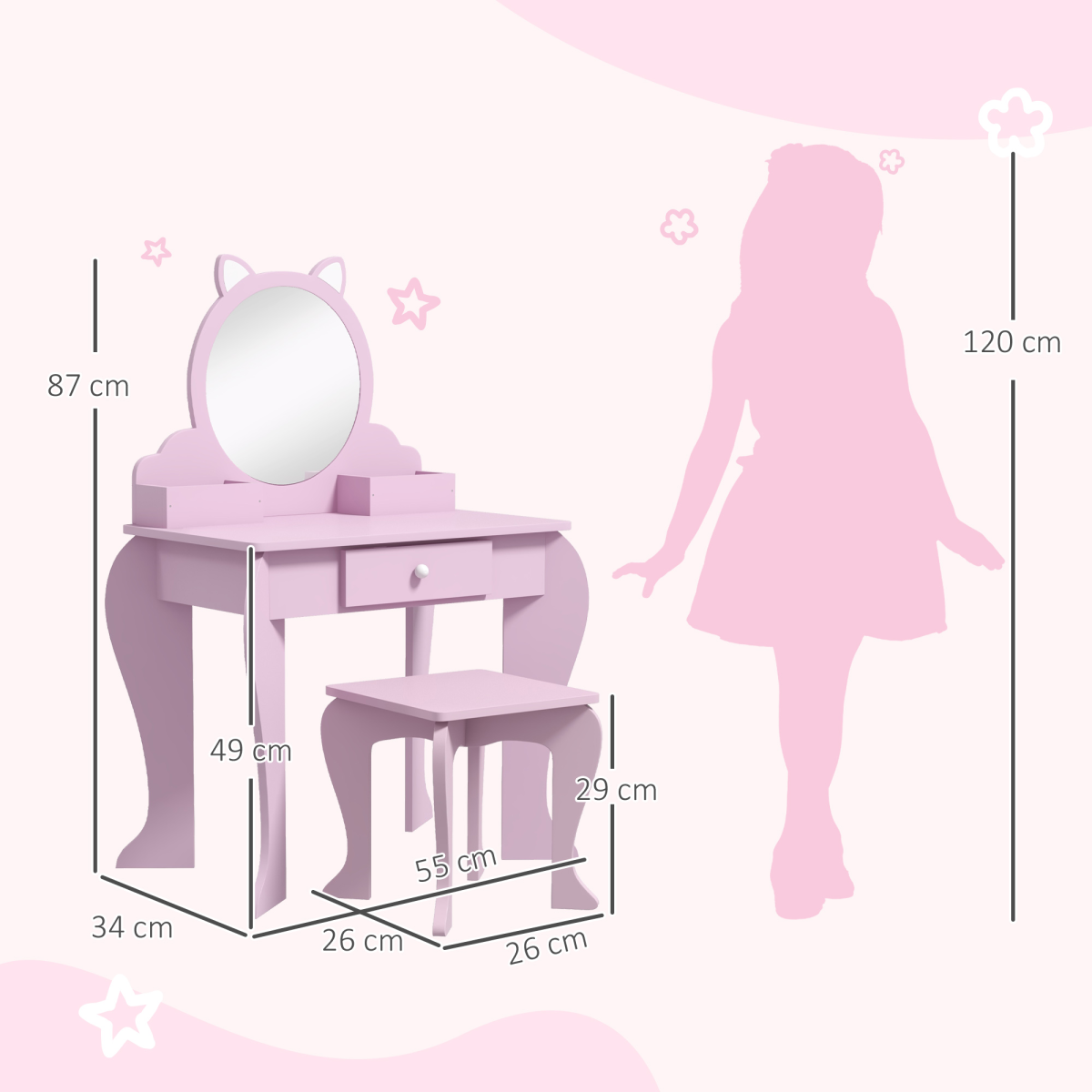 cortex-london-windsor-cat-kids-dressing-table-mirror-stool-storage-pink