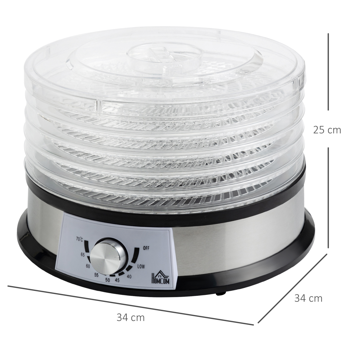 cortex-london-york-five-tier-food-dehydrator-250w-stainless-steel-silver
