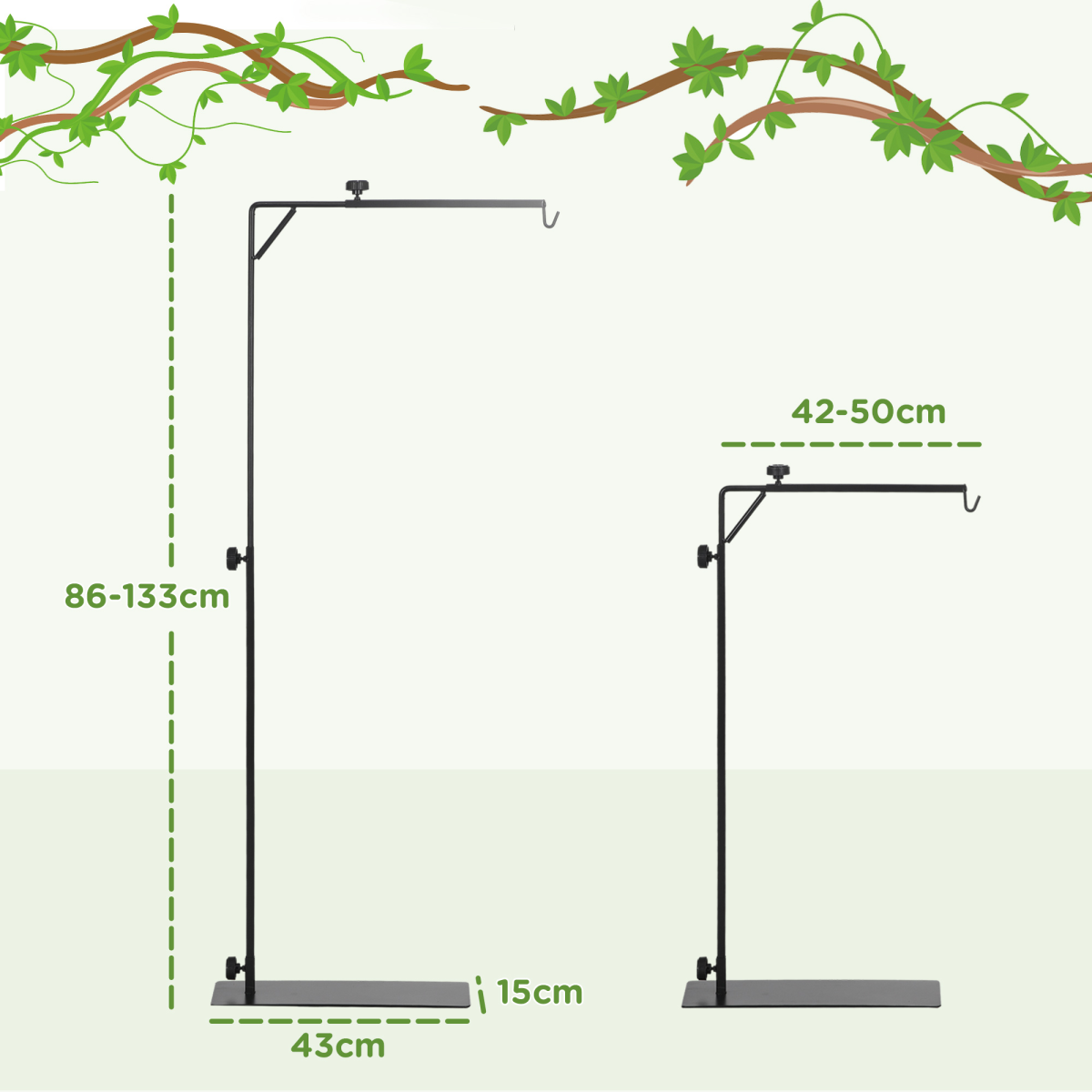 cortex-london-pawhut-reptile-lamp-stand-adjustable-steel-black
