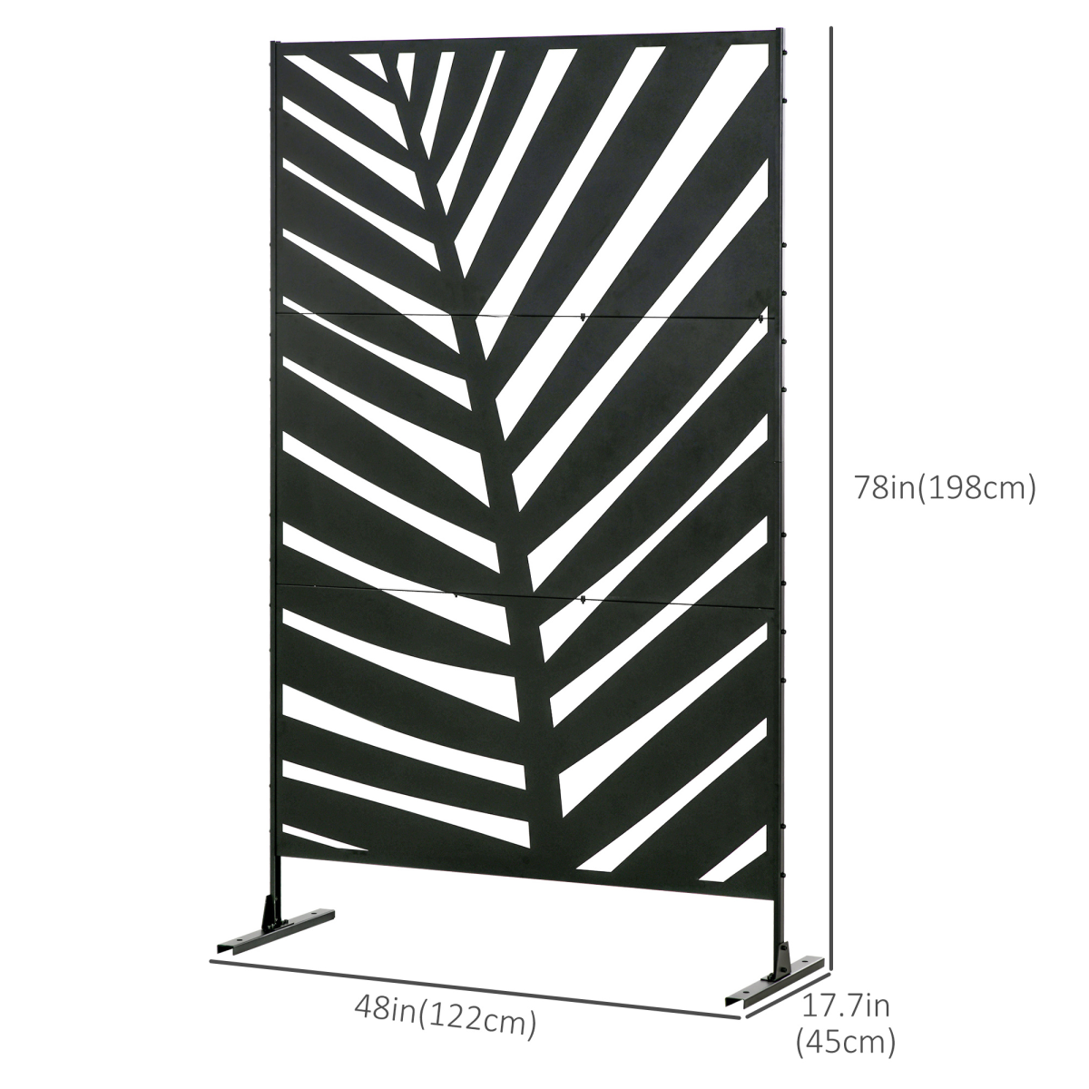 cortex-london-windsor-banana-leaf-outdoor-privacy-screen-black-steel-three-panel