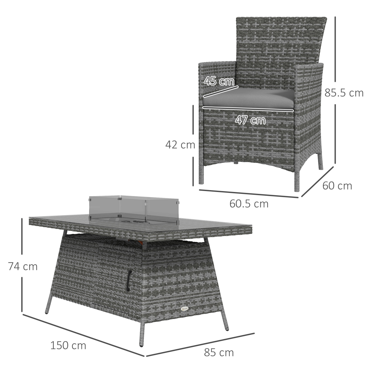cortex-london-windsor-grey-rattan-fire-pit-dining-set-six-armchairs