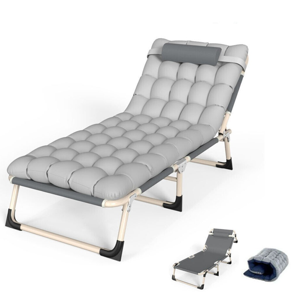 cortex-london-windsor-folding-camping-bed-with-cushion-silver-grey