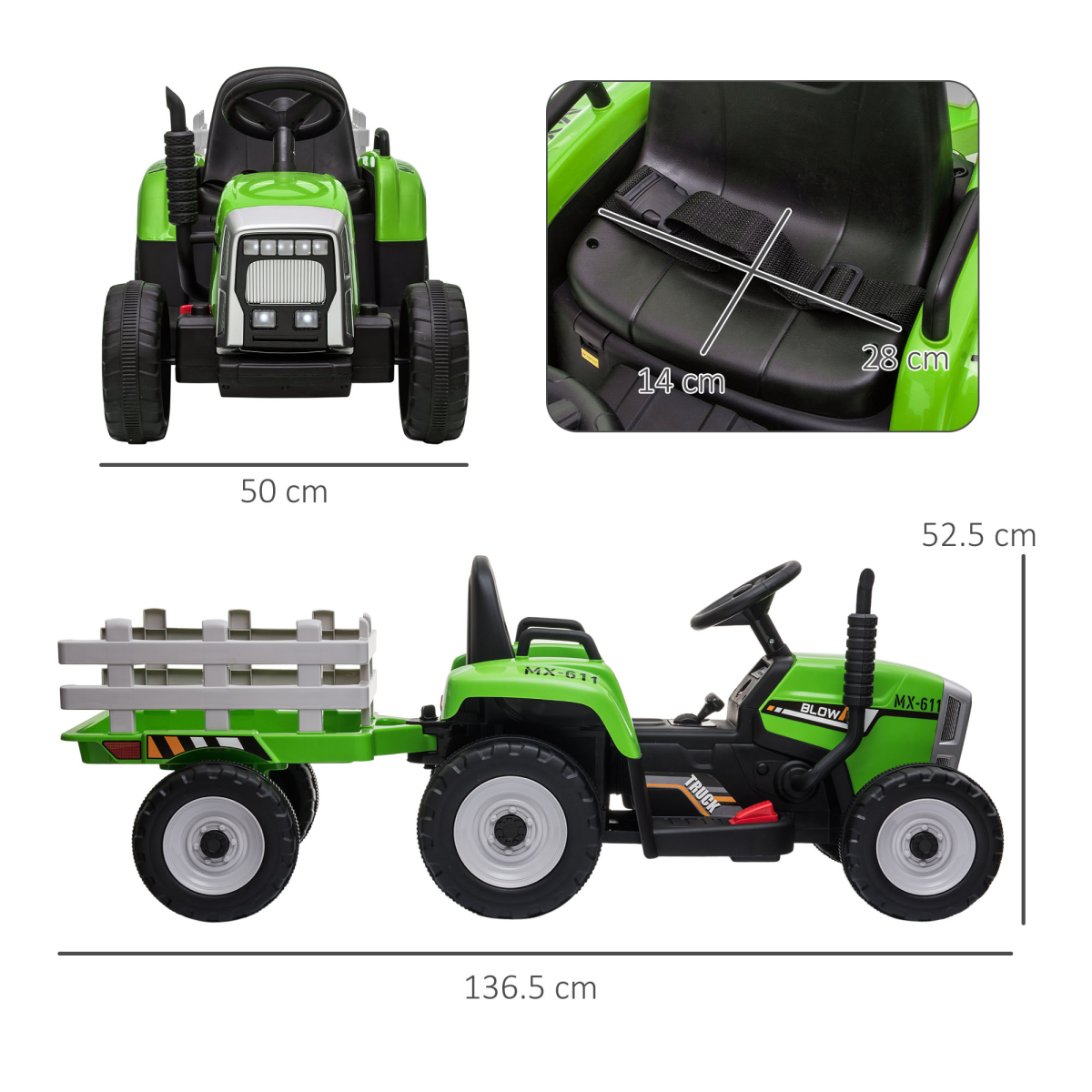 cortex-london-york-green-remote-control-ride-on-tractor-with-detachable-trailer
