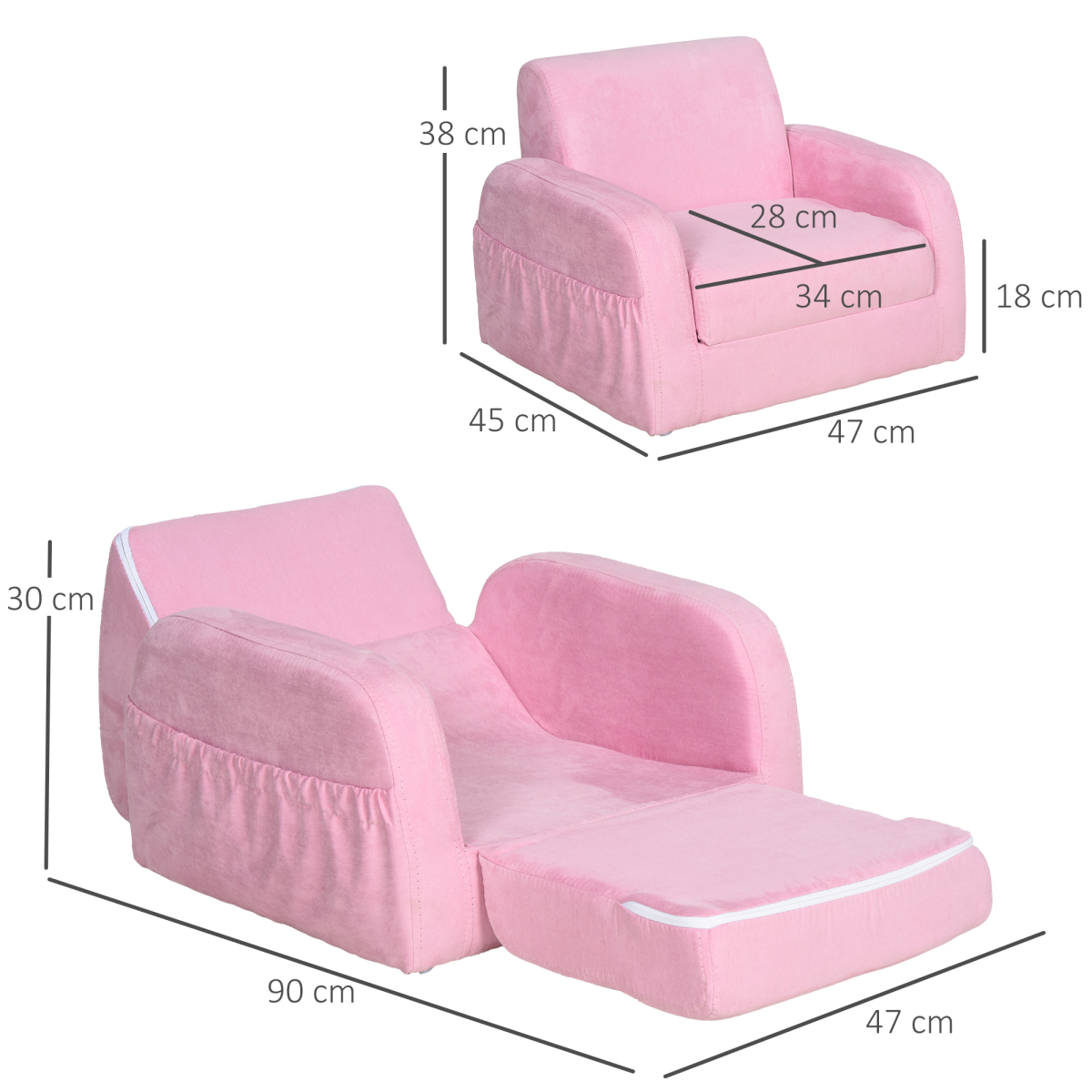 cortex-london-windsor-kids-pink-2-in-1-armchair-sofa-bed-faux-leather-wood-frame