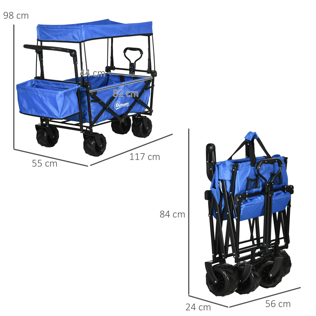 cortex-london-windsor-blue-folding-trolley-cart-with-canopy-four-wheels