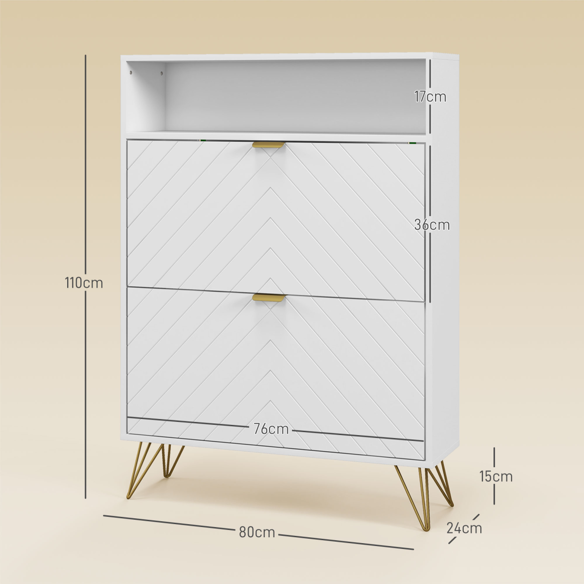 cortex-london-windsor-narrow-shoe-storage-cabinet-two-flip-drawers-white-gold-tone