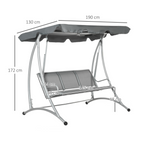 3 Person Steel Swing Chair & Adjustable Canopy  - Dark Grey