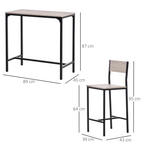 Metal Frame MDF Top Table & Bar Stool Set Black