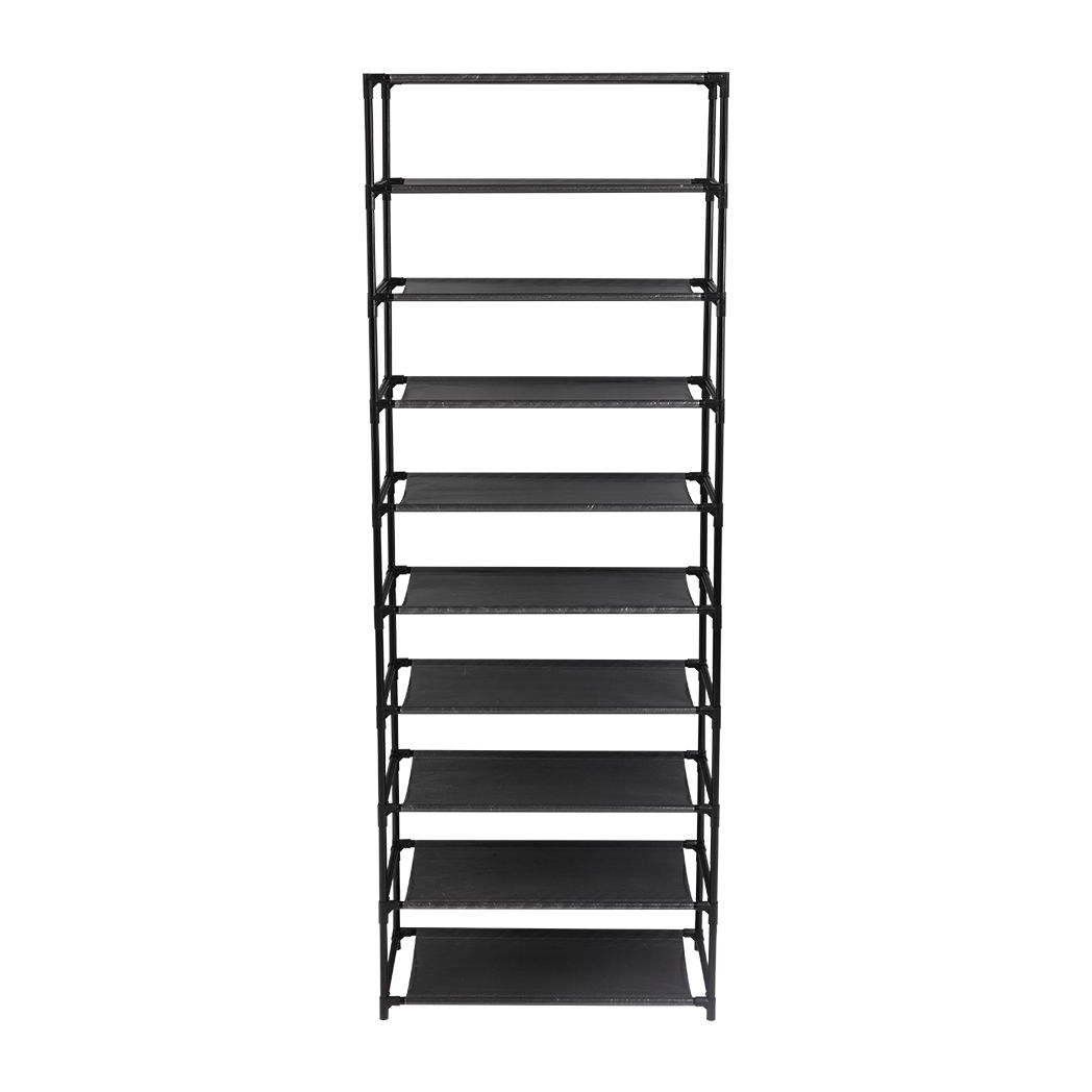cortex-london-kensington-10-tier-black-shoe-rack-non-woven-fabric-steel