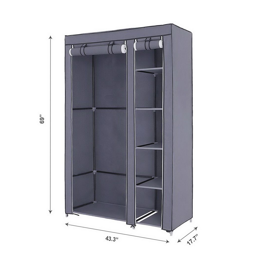 cortex-london-york-grey-portable-wardrobe-with-shelves-and-hanging-rod
