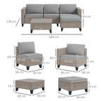 Outsunny 5 PCs Rattan Garden Furniture Set with Glass Coffee Table, Brown