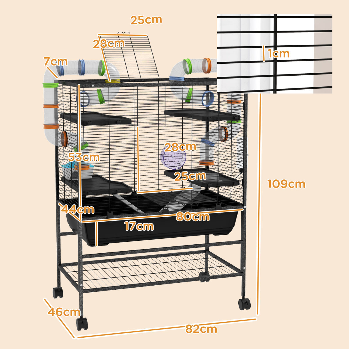 cortex-london-york-large-hamster-rat-cage-multicoloured-tubes-wheels-storage-shelf