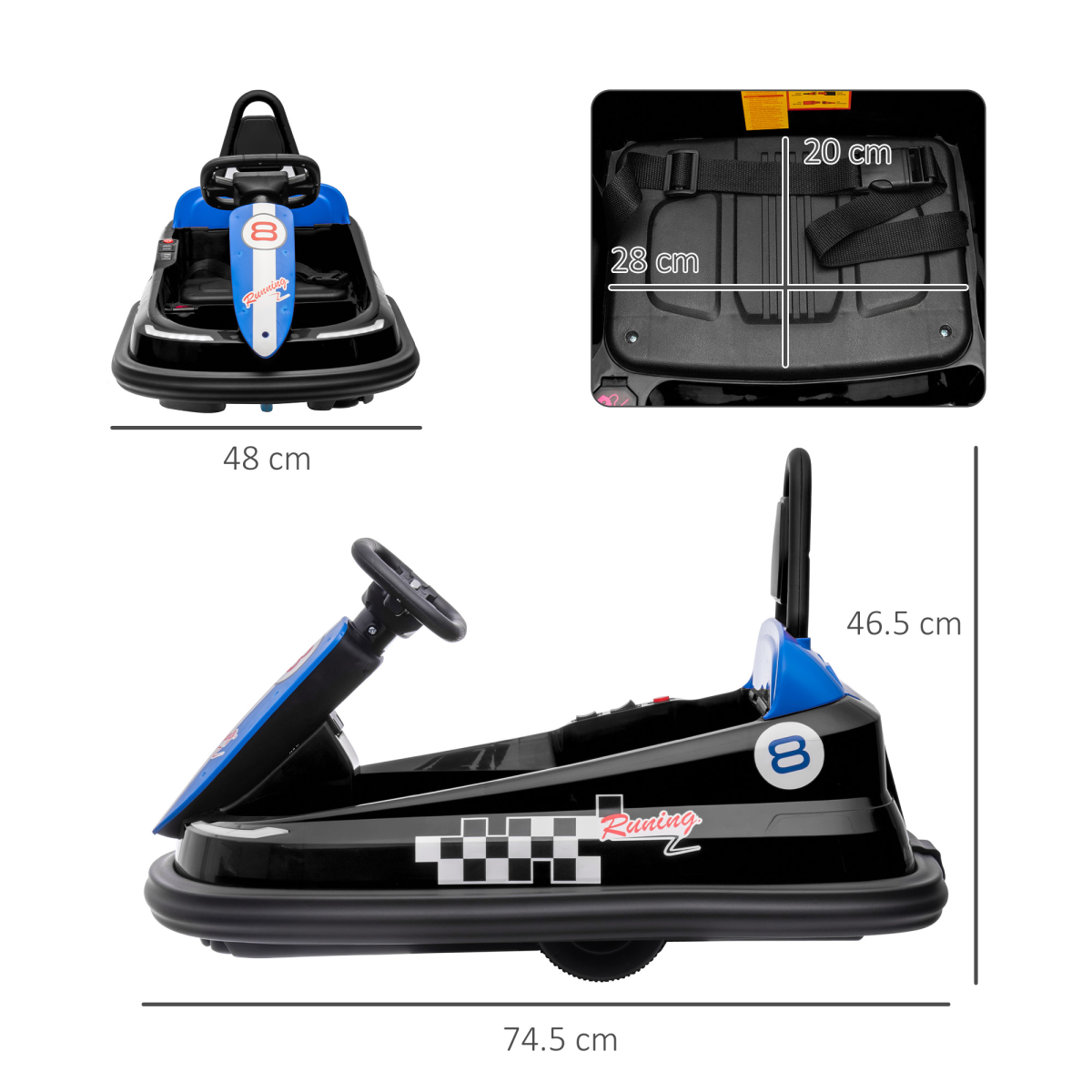 cortex-london-windsor-6v-kids-360-rotation-bumper-car-blue-and-black