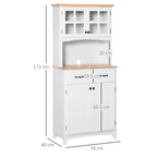 Kitchen Cupboard, Framed Glass Doors, 2 Drawers, Microwave Counter, White