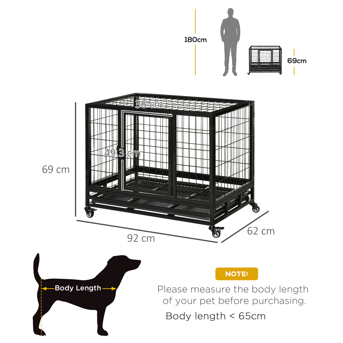 cortex-london-windsor-heavy-duty-metal-dog-cage-wheels-crate-tray-black