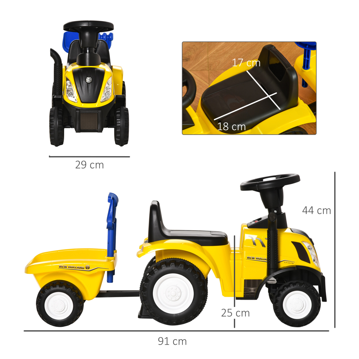 cortex-london-yorkshire-tractor-toddler-walker-ride-on-yellow-homcom