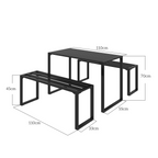 Outsunny 3 Pcs Metal Table W/Bench Set-Black