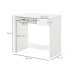 Compact Computer Table with Keyboard Tray Drawer White