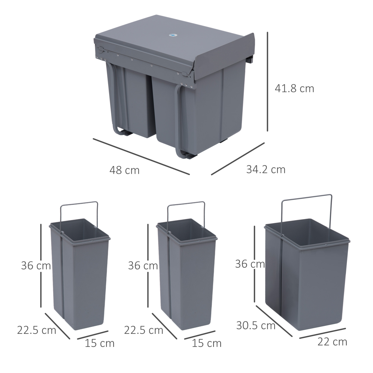 cortex-london-windsor-pull-out-recycling-waste-bin-cabinet-40l-grey