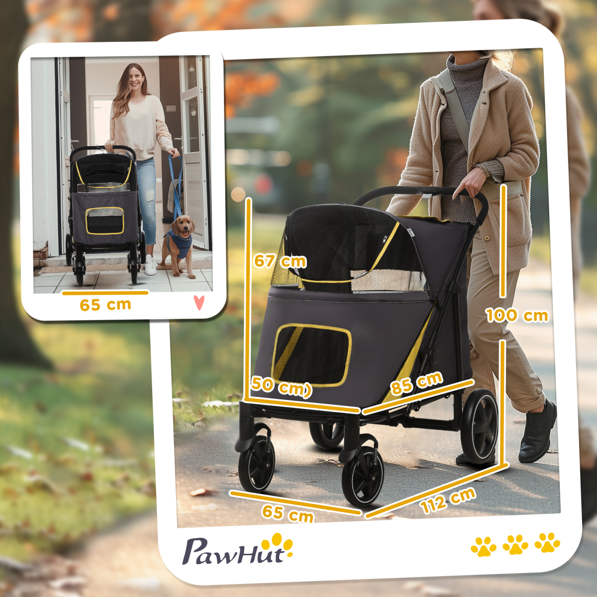 cortex-london-windsor-foldable-dog-stroller-grey-universal-wheels-shock-absorber