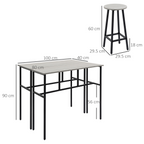 6-Piece Bar Table Set, 2 Breakfast Tables with 4 Stools,Grey