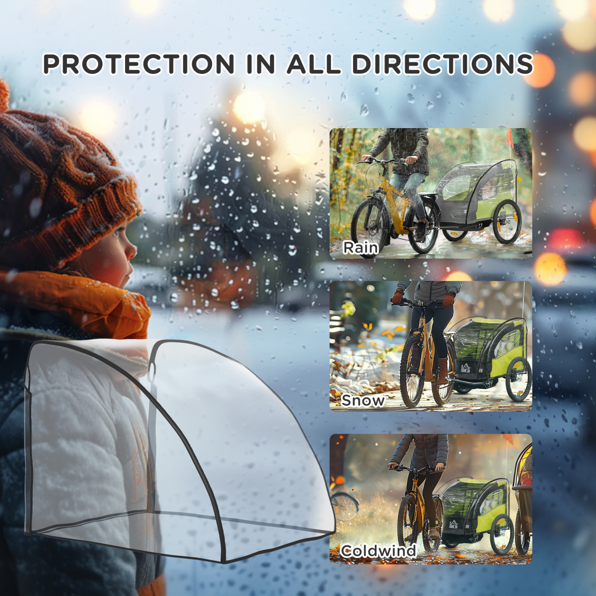 HOMCOM Baby Bike Trailer Cover, Bicycle Trailer Storage Cover Anti Dust Rain