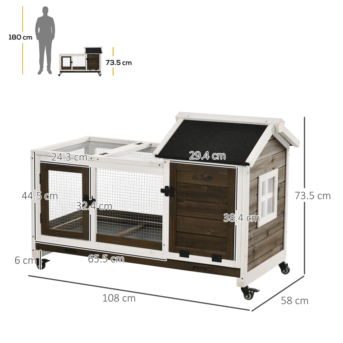 cortex-london-york-mobile-rabbit-hutch-guinea-pig-cage-slide-out-tray-wheels