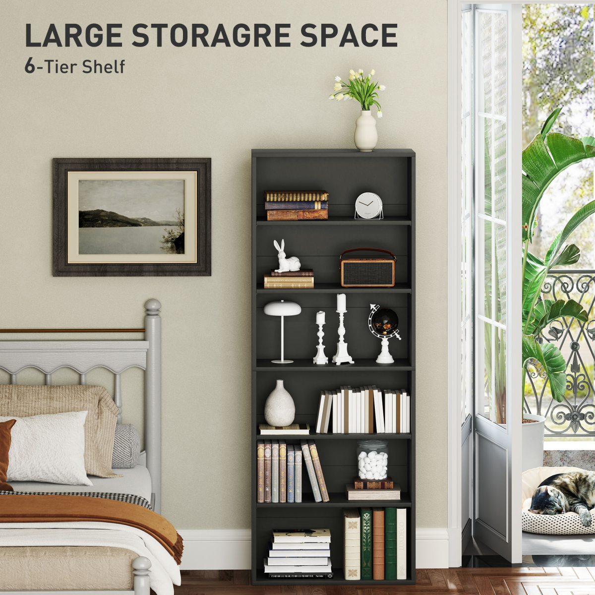 cortex-london-windsor-six-tier-adjustable-black-bookcase