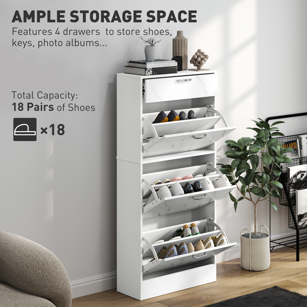 cortex-london-windsor-shoe-cabinet-four-drawer-storage-black-holds-18-pairs