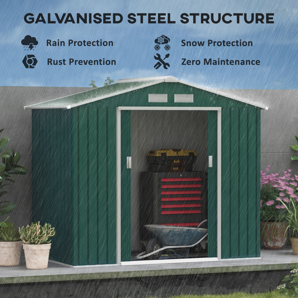 cortex-london-windsor-green-galvanised-steel-garden-storage-shed