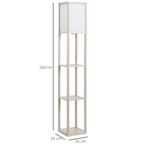 4-Tier Floor Lamp, Floor Light with Storage Shelf White and Oak 3-Tier