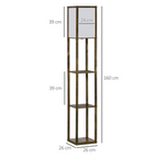 4-Tier Floor Lamp, Floor Light with Storage Shelf, Brown 3-Tier
