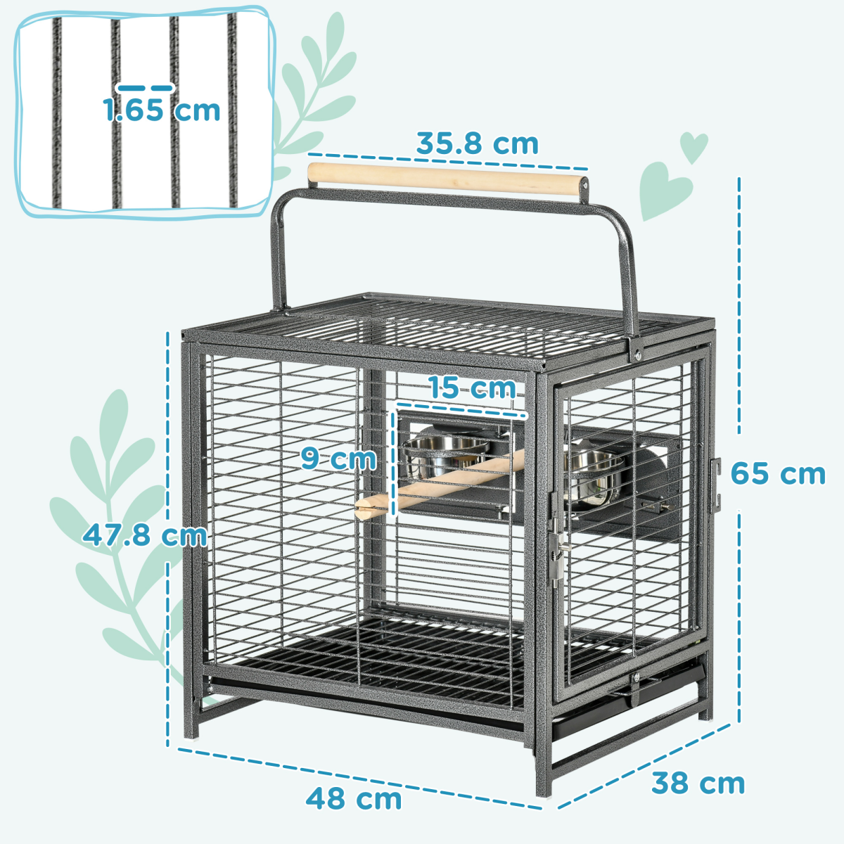 cortex-london-windsor-parrot-cage-bird-carrier-black-wooden-perch