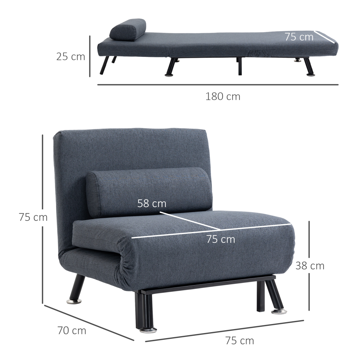 cortex-london-windsor-faux-suede-five-position-futon-single-sofa-bed-black