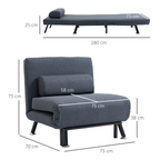 Faux Suede 5-Position Futon Single Sofa Bed Black