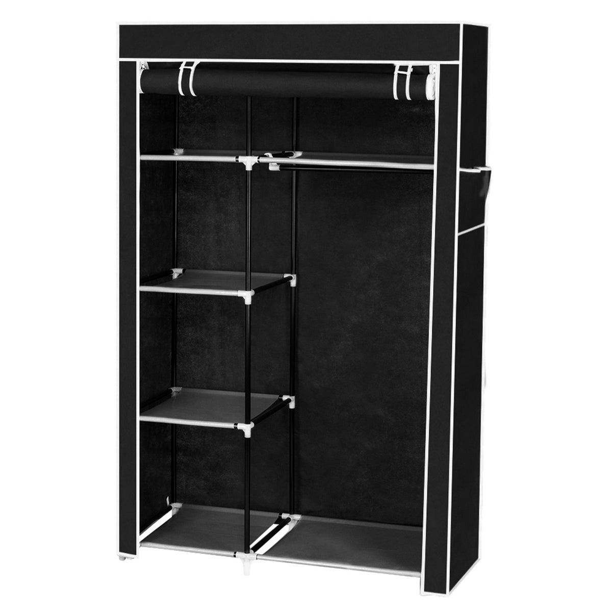 cortex-london-windsor-64-inch-black-portable-wardrobe-storage-closet-with-shelves