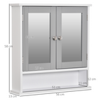 Mirror Cabinet Wall Mounted with Double Mirrored Doors, Hanging Cabinet, Grey