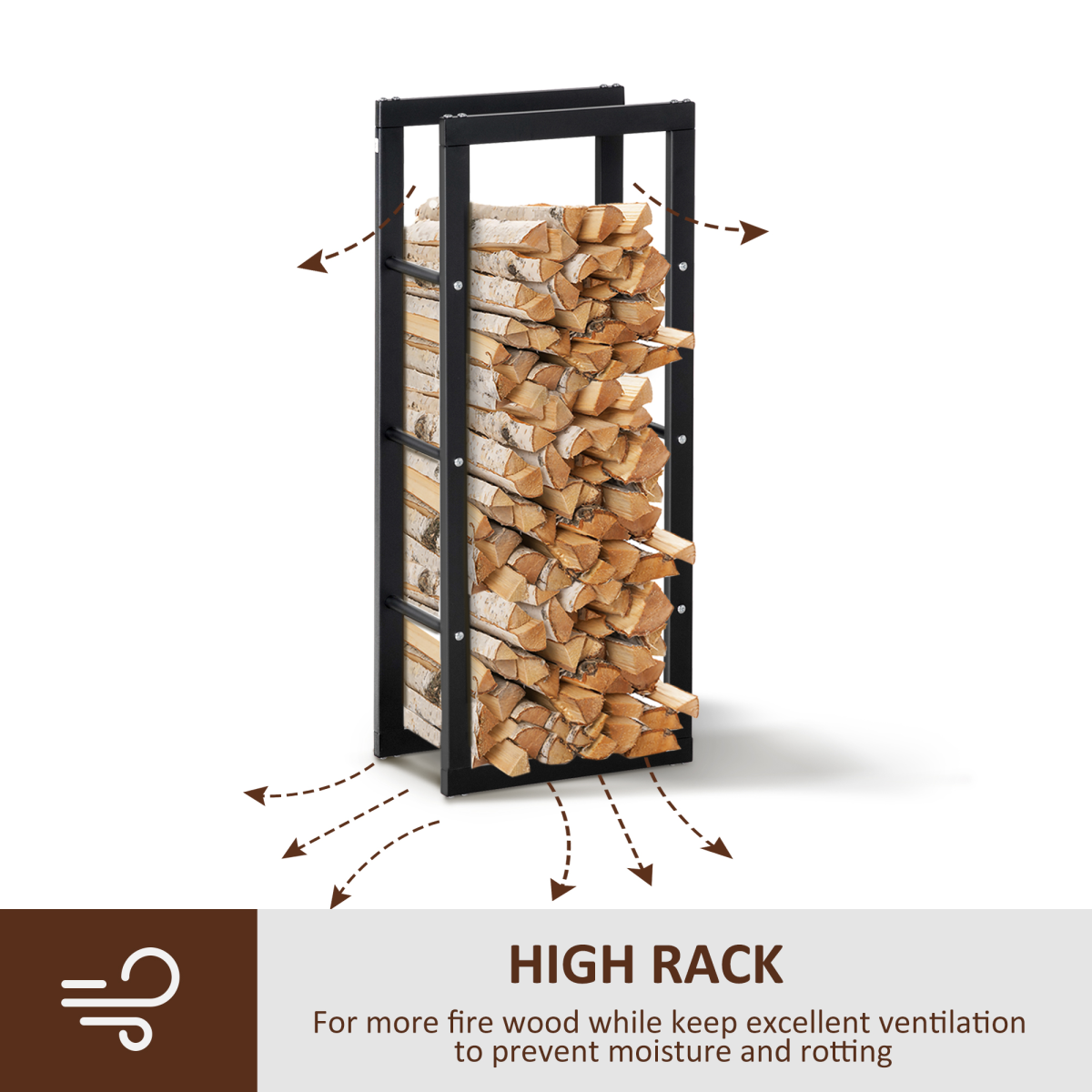 Robin Metal Rust-Resistant Firewood Log Rack Black