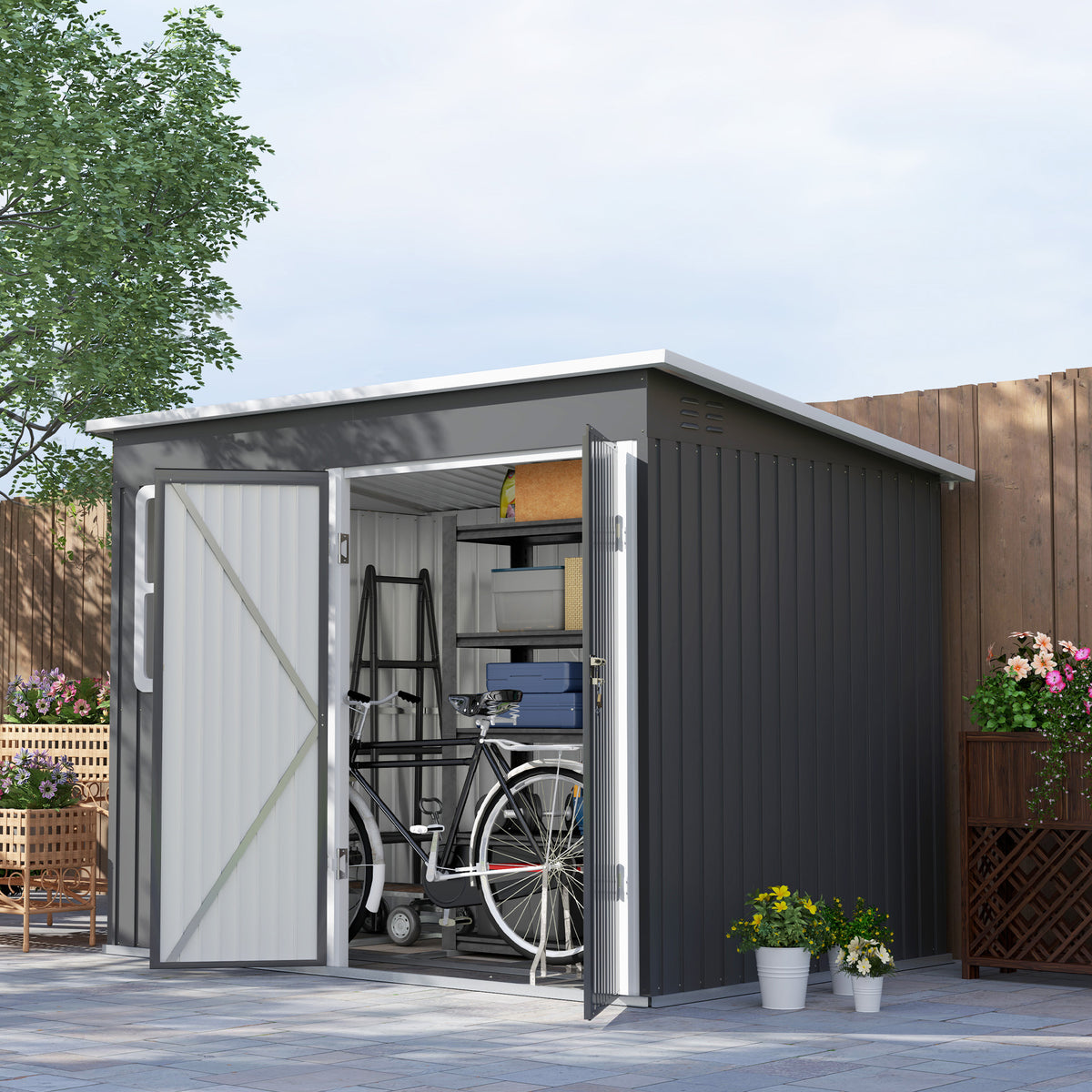 windsor-galvanised-steel-garden-shed-dark-grey-cortex-london