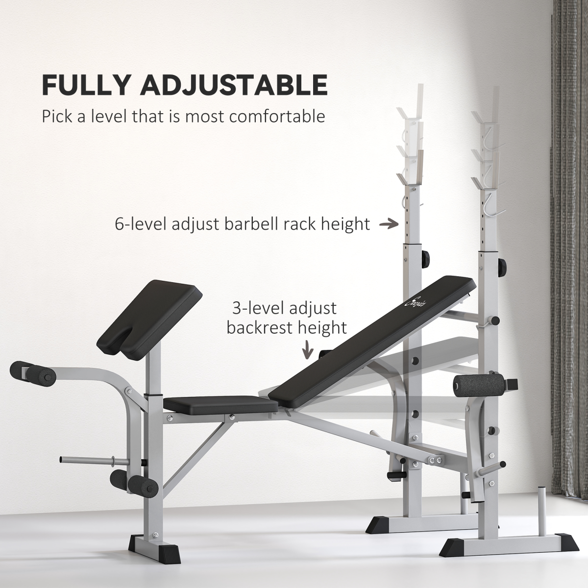 cortex-london-windsor-adjustable-weight-bench-squat-rack-leg-developer-grey