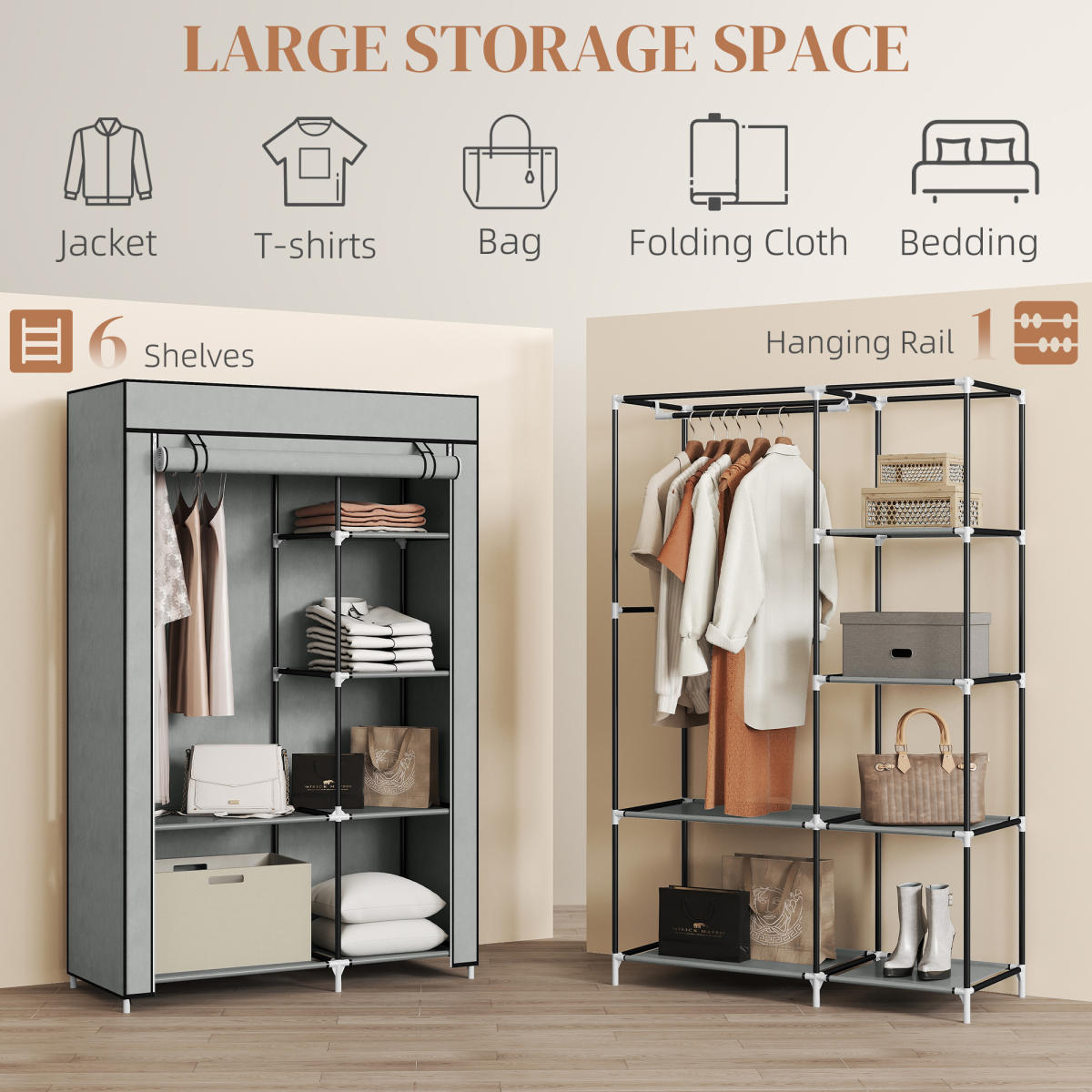 cortex-london-kensington-fabric-wardrobe-six-shelves-hanging-rail-light-grey