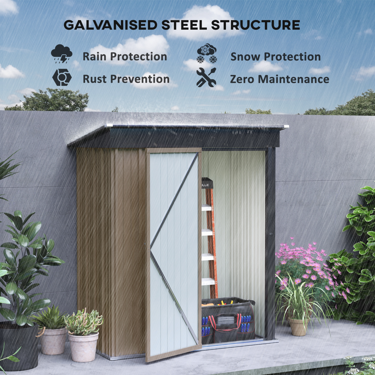 cortex-london-yorkminster-steel-garden-lean-to-shed-brown
