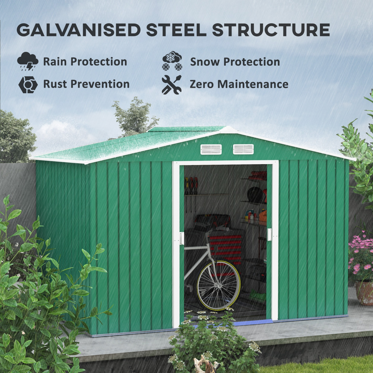 cortex-london-windsor-9x6-ft-metal-garden-storage-shed-green