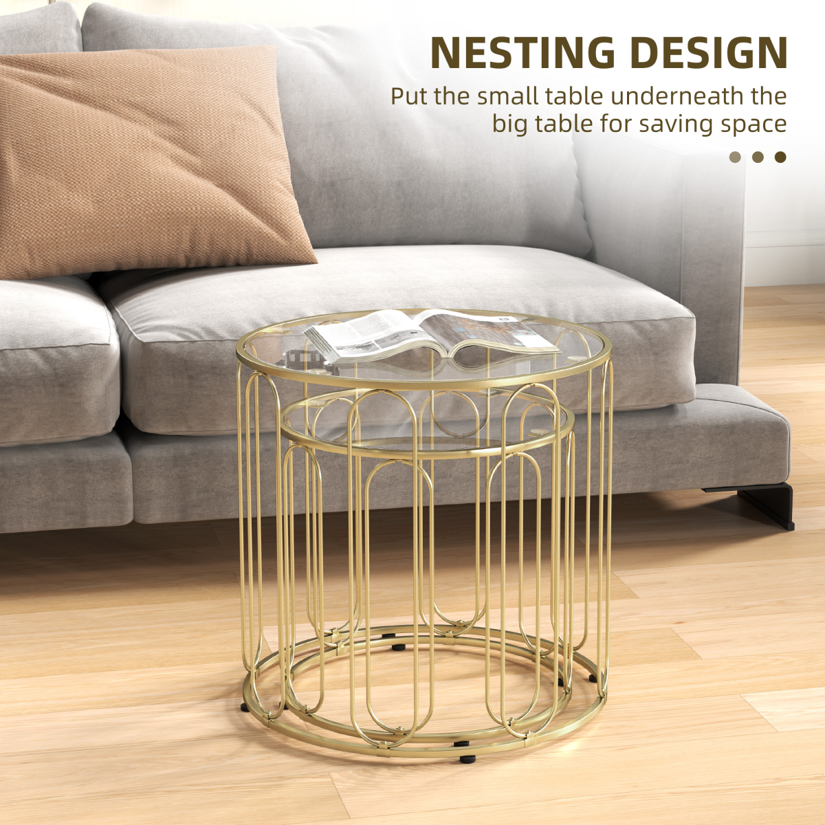 cortex-london-windsor-gold-tone-nesting-coffee-table-set-of-2-tempered-glass-metal-frame