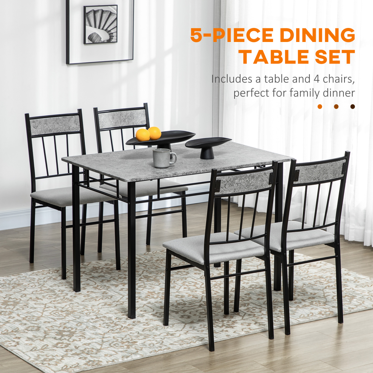cortex-london-york-five-piece-marble-effect-dining-set-four-chairs